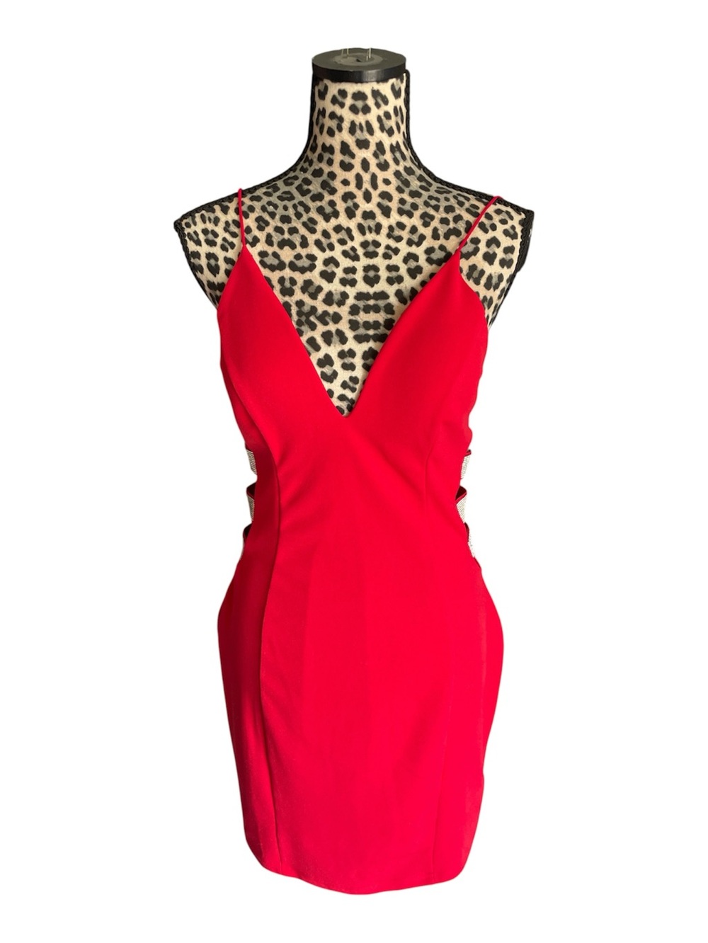 Windsor Red V-Neck Spaghetti Strap Mini Dress
